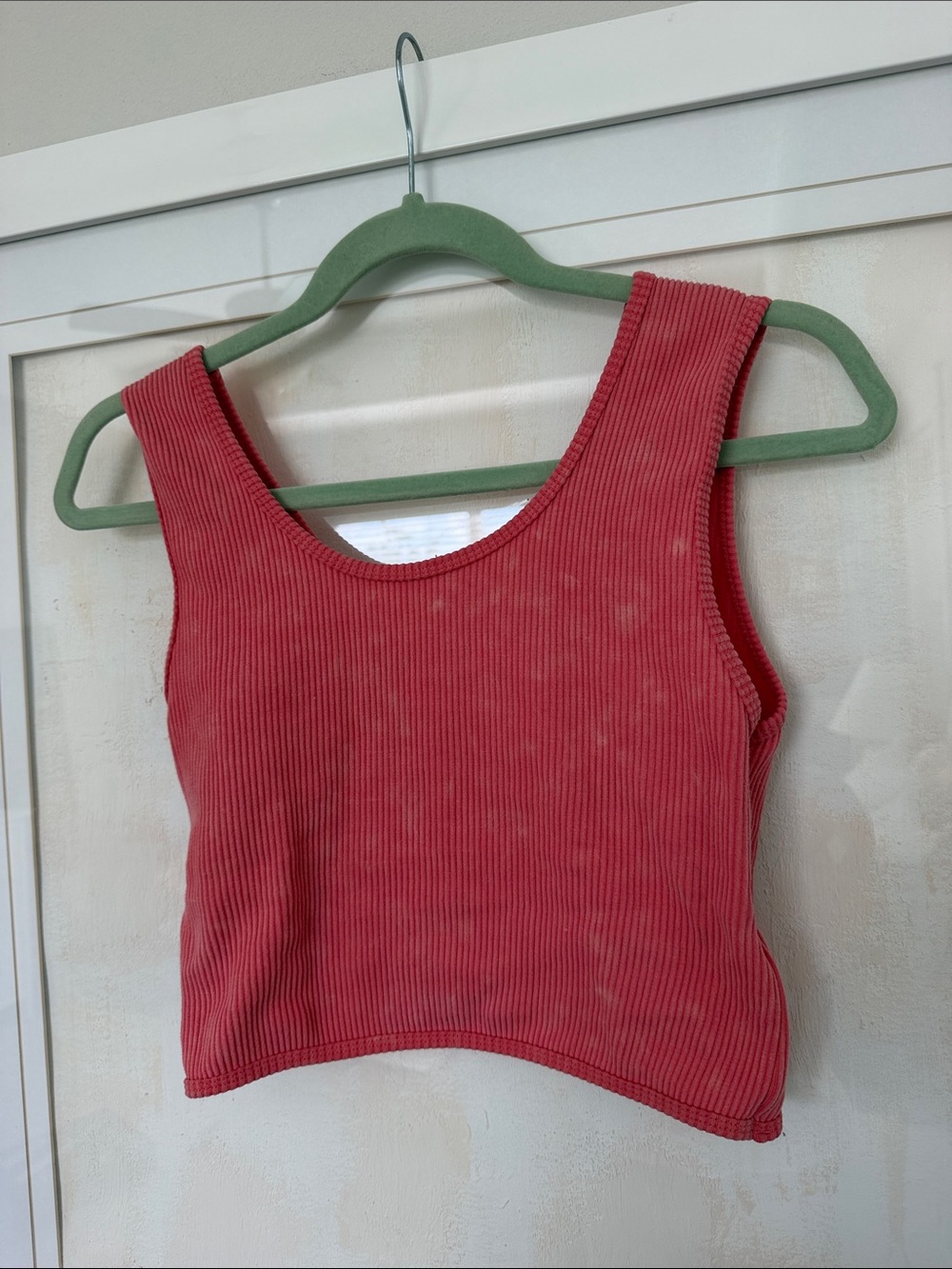 Women’s Ribbed Tank Crop Top - watermelon pink M/L